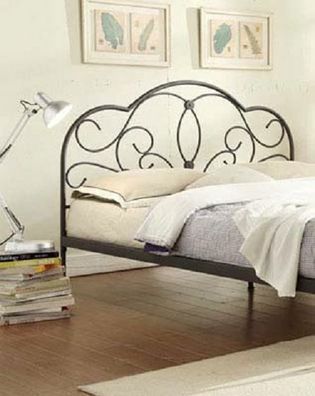 Bett 160 x 200 cm schwarz Ehebett Einzelbett Doppelbett Metallbett Verzierung
