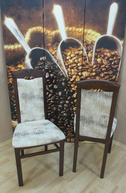 2er-Set Esszimmerstühle massivholz nußbaum creme Stuhlset Stuhlgruppe