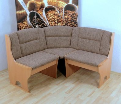 Truheneckbank 125 x 125 cm teilmassiv Buche natur beige Essecke gleichschenklig