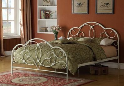 romantisches Bett 90 x 200 weiß Ehebett Gästebett Einzelbett Metallbett günstig