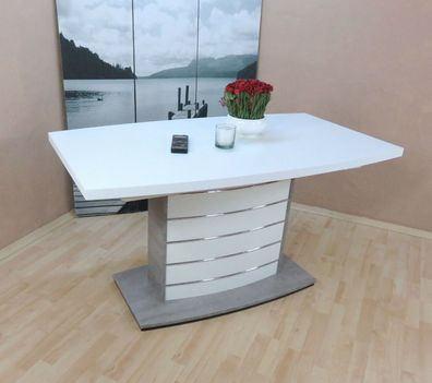 Säulentisch weiß beton silber Esstisch Auszugtisch ausziehbar edel design modern