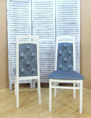 2 x Stühle weiß eisblau massivholz Stuhlset Esszimmerstühle modern design Stuhl
