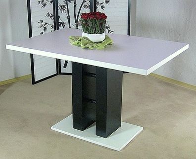 moderner Säulentisch weiß schwarz Esstisch design Esszimmertisch Küchentisch