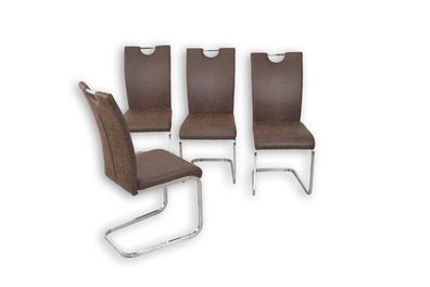 4 x Esszimmerstühle braun Vintage Schwingstuhl Schwinger Stuhlset modern design
