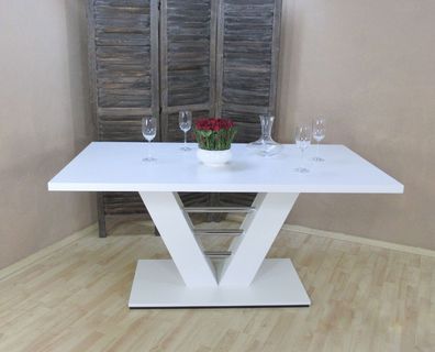 Säulentisch weiß 160x90x75 Esstisch Esszimmertisch Tisch Holztisch Küchentisch
