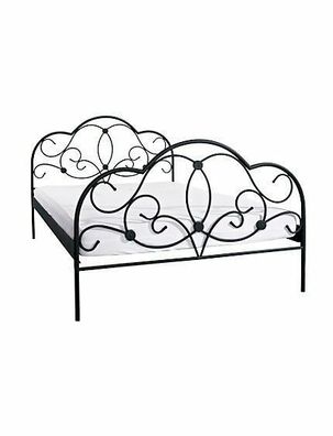 romantisches Bett 140 x 200 cm schwarz Ehebett Doppelbett Metallbett günstig neu