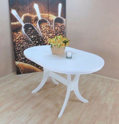 Auszugtisch mit Einlegplatte weiß massivholz oval Esstisch Esszimmer ausziehbar