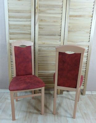 2er Set Esszimmerstühle massivholz Lederoptik natur terracotta vintage Stuhlset