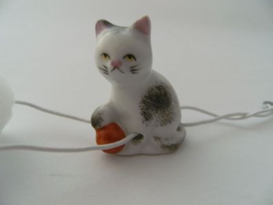 Porzellan Tropfenfänger Katze Ball, handbemalt für Kaffee- oder Teekannen, Figur Tier