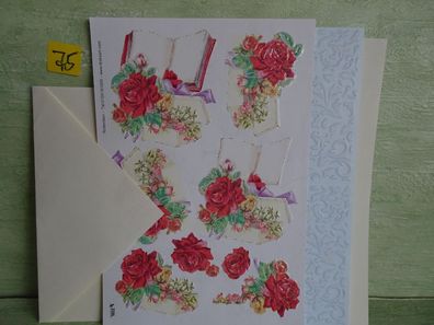 SET TBZ 3D Bogen Din A5 Karte Einleger + Kuvert Blumen Rosen Romantik