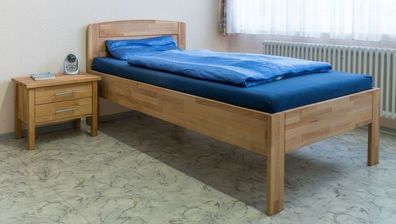 Komfortbett 100 x 200 Kernbuche massivholz geölt Bett Einzelbett Seniorenbett