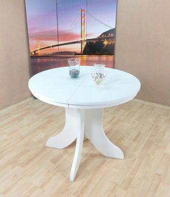 Auszugtisch rund weiß matt Esstisch Esszimmertisch Küchentisch ausziehbar neu