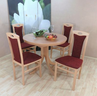 2 x Stuhl massivholz Buche natur bordeauxrot Esszimmer Stuhlset 2er Set design