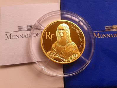 Original 100 euro 2003 PP (proof, BE) Frankreich Mona Lisa 155,5g 5 Unzen Gold