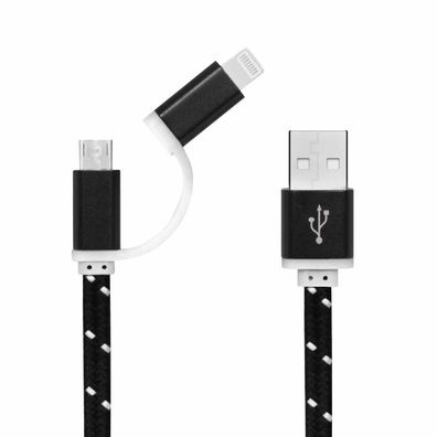 2in1 USB Ladekabel (200cm) - iPhone Lightning und Micro USB