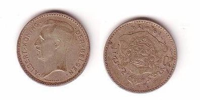 20 Franc Silber Münze Belgien 1934