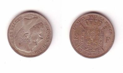 2 Franc Silber Münze Belgien 1867