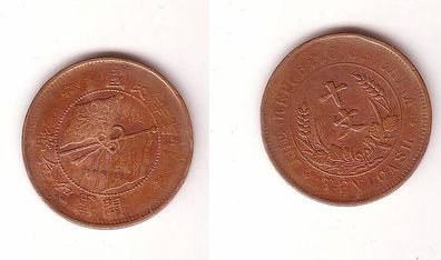 10 Cash Kupfer Münze The Republic of China um 1920