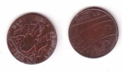 XX Cash Kupfer Münze East India Company 1803