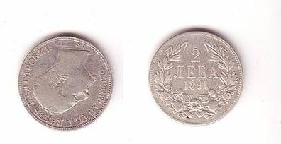 2 Lewa Silber Münze Bulgarien 1891