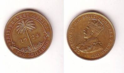 2 Shillings Messing Münze British West Africa 1924