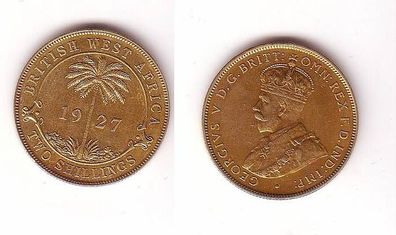 2 Shillings Messing Münze British West Africa 1927
