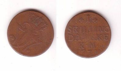 1 Schilling Skilling Kupfer Münze Dänemark Danske 1771