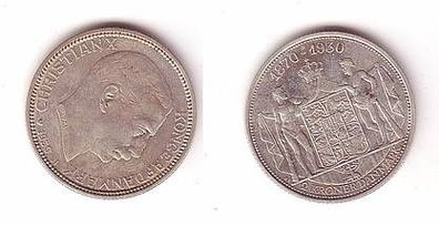 2 Kroner Silber Münze Dänemark 1930 60. Geburtstag von König Christian X.
