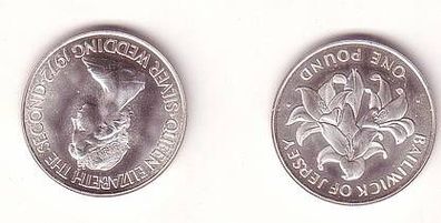 1 Pfund Silber Münze Jersey 1972 Silberhochzeit von Queen Elizabeth II.