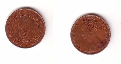 1 Cent Kupfer Münze Hongkong China 1876