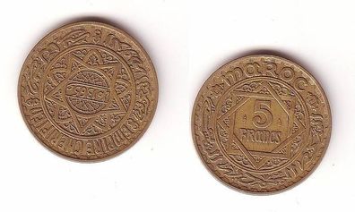 5 Francs Messing Münze Marokko 1952