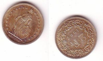 2 Franken Silber Münze Schweiz 1967