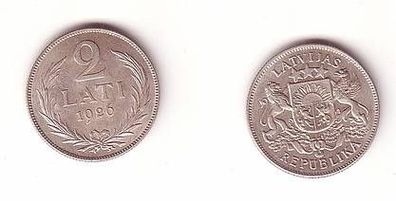 2 Lati Silber Münze Lettland 1926