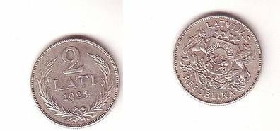 2 Lati Silber Münze Lettland 1925