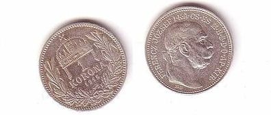 1 Krone Silber Münze Ungarn 1915