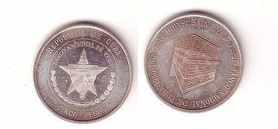 5 Pesos Silber Münze Kuba Cuba 1975, 25 Jahre Nationalbank Kuba
