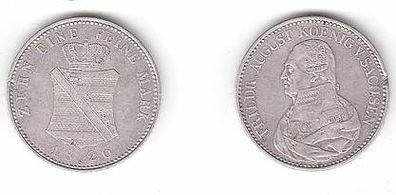 1 Taler Silber Münze Sachsen Friedrich August 1826 S