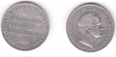 1 Taler Silber Münze Preussen 1848 A Segen des Mansfelder Bergbaues