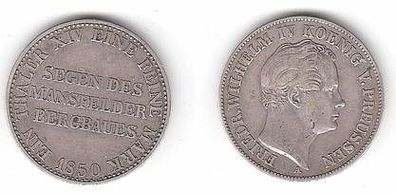 1 Taler Silber Münze Preussen 1850 A Segen des Mansfelder Bergbaues