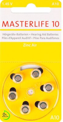 90 Stück Masterlife Hörgerätebatterie Typ 10, PR70, gelb, A10, Hörgeräte Batterie