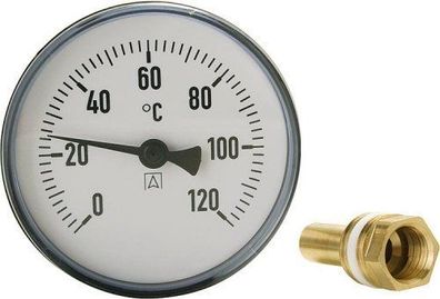 Afriso Bimetall Thermometer Zeigerthermometer 0°C-120°C mit Tauchhülse 1/2"