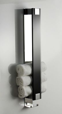 Gästetuchhalter mit Haken Edelstahl und Glas schwarz Wandhalter Handtuchhalter