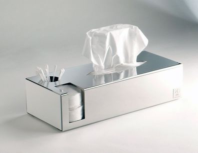 Kosmetiktuchbox Tissuebox Kombibox 3 Pad- und Ohrstäbchenhalter Seiten weiß