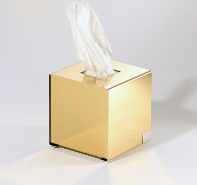 Kosmetiktuchbox Tissue-Box Würfelbox goldfarben hochglänzend Papiertücherbox