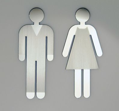 Türschild Set Frau und Mann mit Kleidung Toilettenschild aus Edelstahl WC-Schild