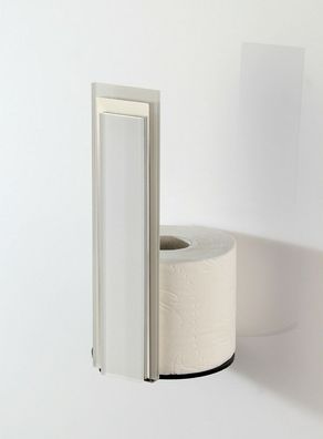 Toilettenpapierhalter Reserverollenhalter zum Kleben aus Edelstahl + Acryl weiß