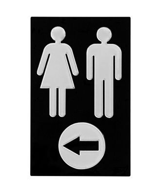 WC-Schild Wegweiser Frau Mann mit Pfeil Toilettenschild Türschild weiß-schwarz
