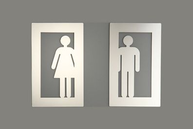 Türschild Set Frau und Mann aus Edelstahl glänzend Toilettenschild WC-Schild