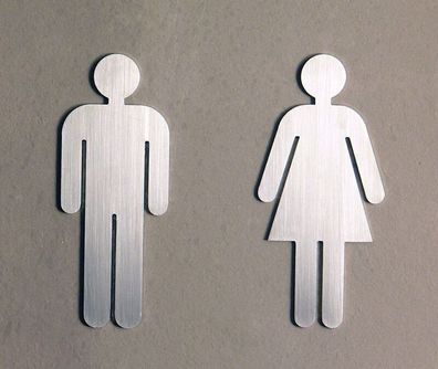 Türschild-Set Mann und Frau Toilettenschild aus Edelstahl matt geschliffen