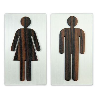 Türschild Set Mann und Frau aus Edelstahl matt und Makassar von Schönbeck Design